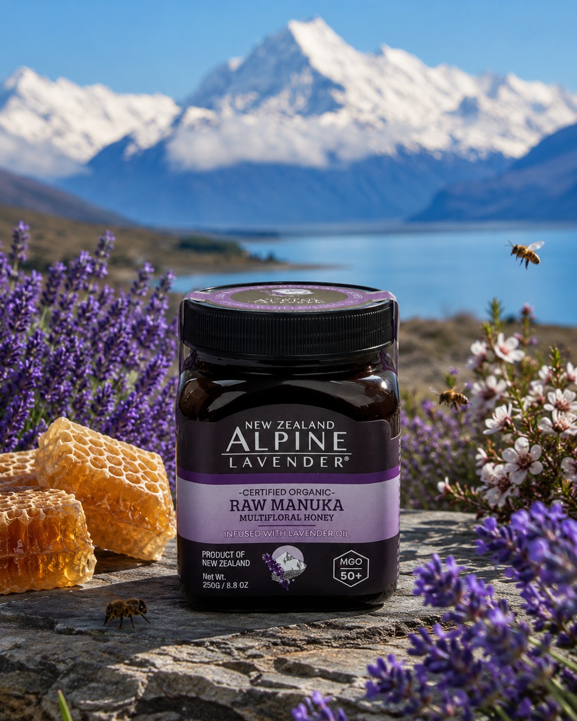 Certified Organic Mānuka Honey with Lavender